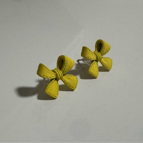 Yellow Bow Stud Earrings - Picture 2 of 5